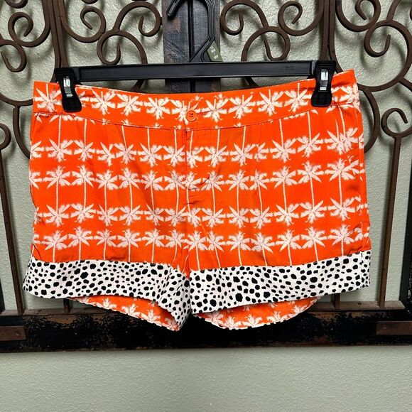 THML orange/white palm tree shorts with black/white polkadot trim - Picture 1 of 5